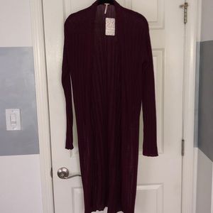 Free People Maroon Cardigan